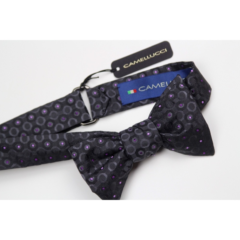 Men's Self-tied Bow‎ Tie 100%Silk Grey Purple Ornament S732BC